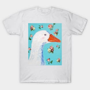 White goose and English roses T-Shirt